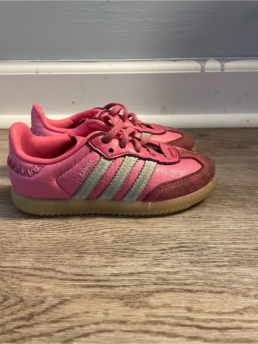 Adidas Kids' girls Samba Pink Leather Sneakers size 8K